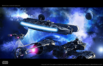 star wars, nebula, planet, millenium falcon, space, sun, fighters HD wallpaper