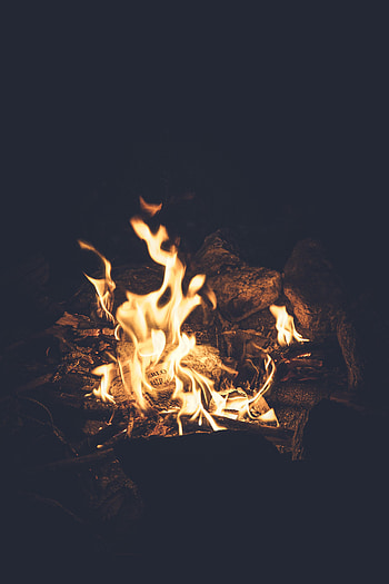Fire, Bonfire, Night, Dark, Flame HD phone wallpaper