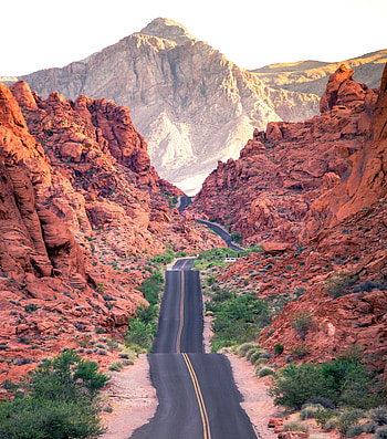 Road, highway, valley of fire, rocky valley HD phone wallpaper