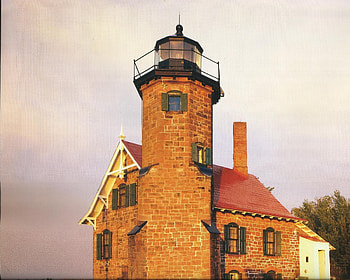 Sand Island Lighthouse, Wisconsin, clouds, lighthouse, sky, tree HD wallpaper