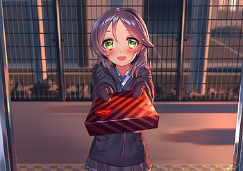 Anime School Girl With Gift, anime-girl, anime, artist, artwork, digital-art HD wallpaper