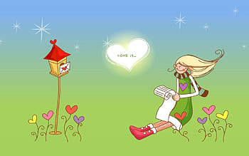 Grass, Love, , Drawing, Girl, Waiting, Expectation, Letter HD wallpaper