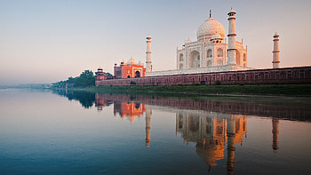 Taj Mahal River, india, world, taj-mahal, wonders-of-the-world HD wallpaper