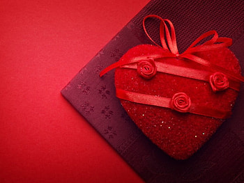 Red heart, heart, love, ribbon, red HD wallpaper