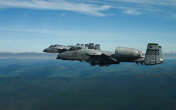 Fairchild Republic A-10 Thunderbolt II, American attack aircraft, US Air Force, two attack aircraft in the sky, A-10 Thunderbolt II in the sky, combat aircraft HD wallpaper