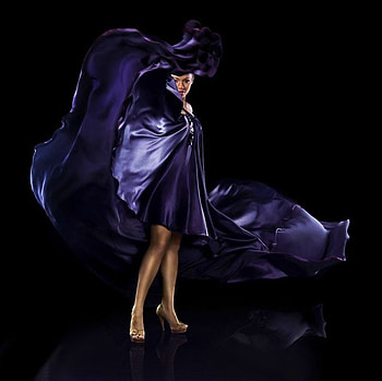 SATEN STUNING PURPLE DRESS, purple, reflection, saten, floating, dress, woman HD wallpaper