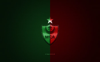 MC Alger, Algeria football club, green red logo, green red carbon fiber background, Ligue Professionnelle 1, football, Algiers, Algeria, MC Alger logo HD wallpaper