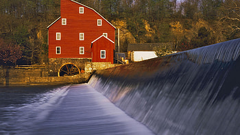 New Jersey, Travels, Red water mill, que landscapes HD wallpaper