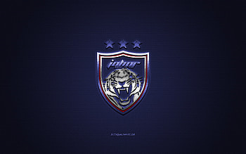 Johor DT, Malaysian football club, blue logo, blue carbon fiber background, Malaysia Super League, football, Johor Bahru, Malaysia, Johor DT logo HD wallpaper