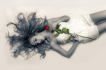 Woman with a rose, rose, Woman, a, with HD wallpaper