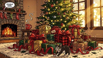 Presents, Christmas Tree, Gift, Cat HD wallpaper