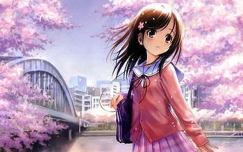 Anime, Girl, Stroll, Hair, Brunette HD wallpaper