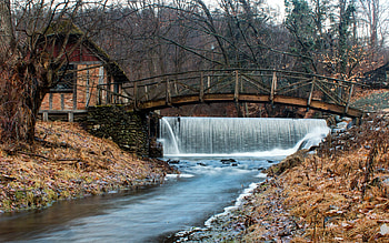 Gomez Mill, New York, waterfall, nature, usa, mill HD wallpaper