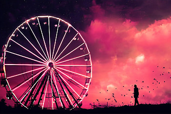Life Solitary, ferris-wheel, artist, artwork, digital-art, deviantart HD wallpaper