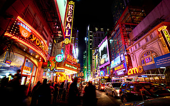 Wide-angle view, Urban skyline, Nighttime scenery, Captivating lights HD wallpaper