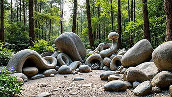 Serenity in Motion: Rock Garden Ultra, rock garden, forest, sculpture, rocks, nature HD wallpaper