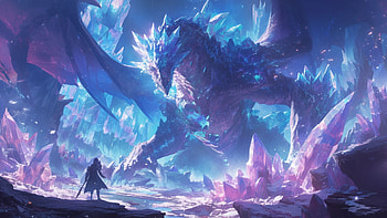Crystal Dragon, dragon, fantasy, crystal, warrior, monster, fantasy warrior HD wallpaper
