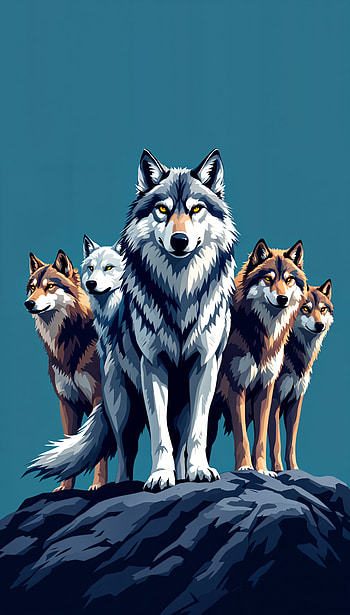 Bold Wolf Pack , wolf, Wildlife, illustration HD phone wallpaper