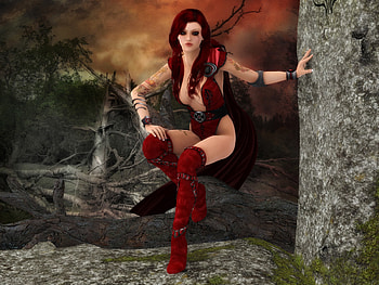 3D Woman, fantasy, 3d, woman, red HD wallpaper