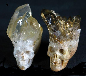 QUEEN & KING SMOKEY & QUARTZ CRYSTAL SKULL, king, skull, face, head, queen, rock HD wallpaper