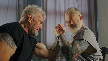 Elderly arm wrestlers, Friendly match, Inspiring video, Active aging HD wallpaper