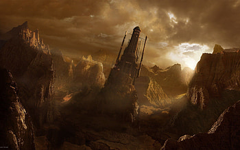 Fantasy, Rocks, Darkness, Crash, Wreck HD wallpaper