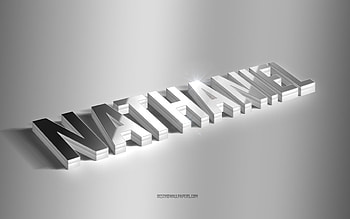 Nathaniel, silver 3d art, gray background, with names, Nathaniel name, Nathaniel greeting card, 3d art, with Nathaniel name HD wallpaper