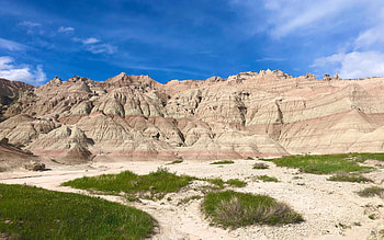 The Badlands of South Dakota, landscape, sky, rocks, usa, clouds HD wallpaper