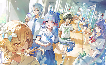 Genshin Impact Heroes Unite: Lumine, Ayaka, Ayato & Venti, Genshin Impact, Lumine (Genshin Impact), Kamisato Ayaka (Genshin Impact), Kamisato Ayato, Venti (Genshin Impact) HD wallpaper