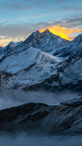 fog, sky, landscape, nature, alps HD phone wallpaper