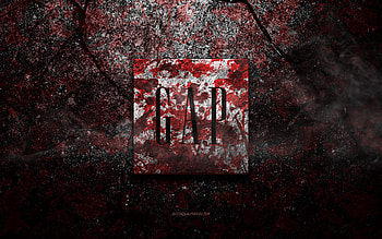 Gap logo, grunge art, Gap stone logo, red stone texture, Gap, grunge stone texture, Gap emblem, Gap 3d logo HD wallpaper