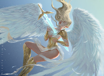 Sacrifice, nicole jimenez, girl, angel, fantasy, wings HD wallpaper