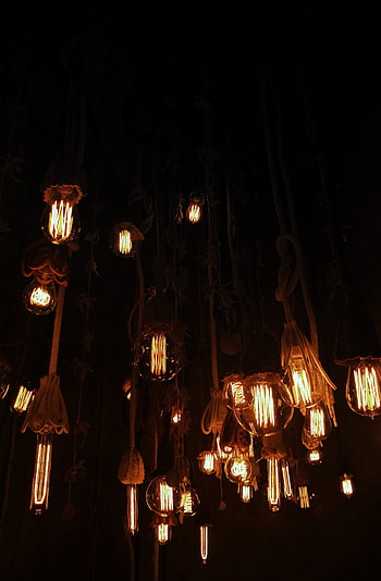 Dark, Shine, Light, Ropes, Cordage, Illumination, Lighting, Electricity, Light Bulbs, Chandeliers HD phone wallpaper
