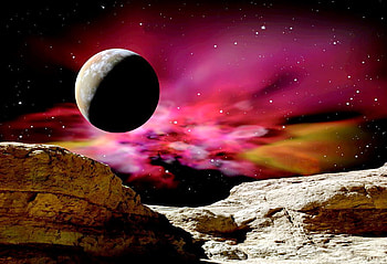 Overlook, color, planet, red, space, sky, stars HD wallpaper