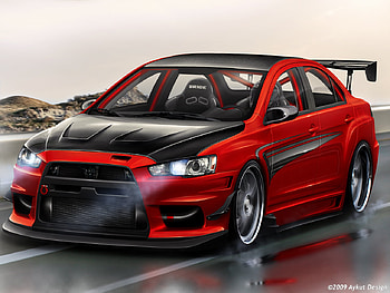 Evo 10, mist, road, evo, red HD wallpaper