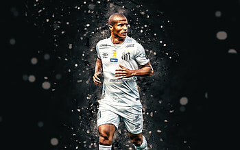 Carlos Sanchez, , Santos FC, brazilian footballers, soccer, SFC, Carlos Andres Sanchez, white neon lights, Brazilian Serie A, football, Carlos Sanchez Santos FC HD wallpaper