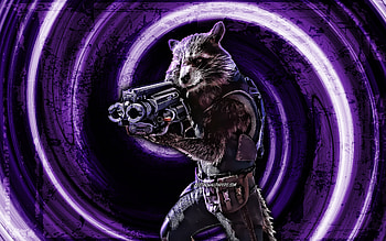 Rocket Raccoon, violet grunge background, Marvel Comics, superheroes, vortex, Rocket HD wallpaper