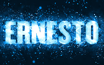 Happy Birtay Ernesto, , blue neon lights, Ernesto name, creative, Ernesto Happy Birtay, Ernesto Birtay, popular american male names, with Ernesto name, Ernesto HD wallpaper