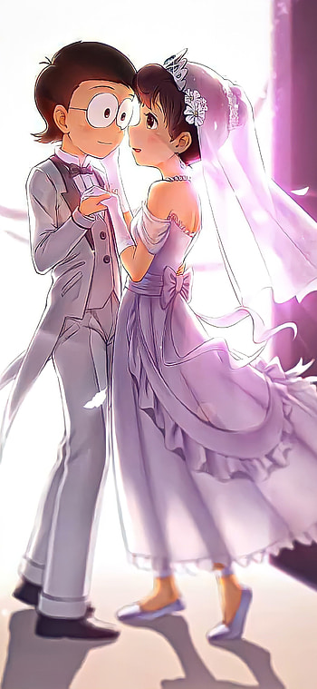 Nobita & suzuka, dress, hair HD phone wallpaper