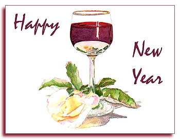 Happy New Year, New Year, art, beautiful, illustration, artwork, rose, occasion, wide screen, holiday, painting, 2017, January HD wallpaper