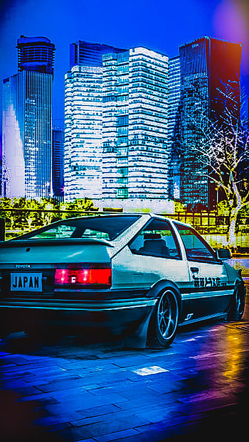 Panda Trueno AE86, Toyota, car, city HD phone wallpaper