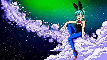 DragonBall - cute anime Bulma in Bunny Costume Sitting utop the clouds, Dragon Ball, Bulma (Dragon Ball), Anime Girl, Cloudscape HD wallpaper