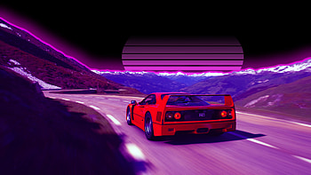 Ferrari F40 Retro Road , ferrari-f40, ferrari, cars, road, artist, artwork, digital-art HD wallpaper