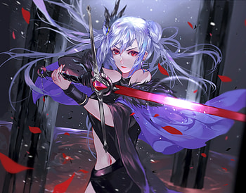 Hot, woman warrior, anime, art HD wallpaper