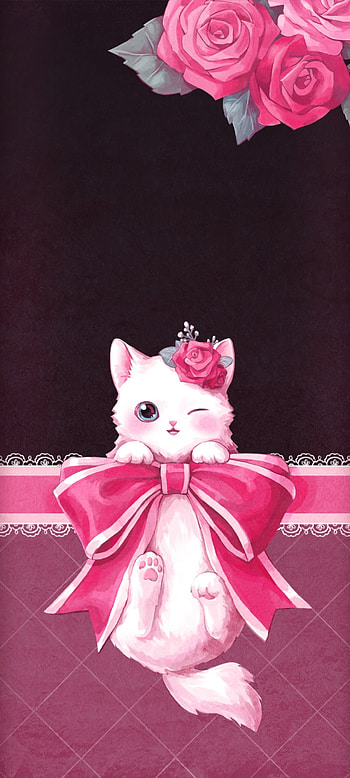 RibbonRoseCat, dress, pink, animals HD phone wallpaper