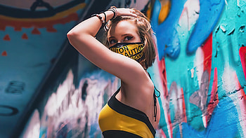 Mask Girl Posing , mask, girls, model HD wallpaper