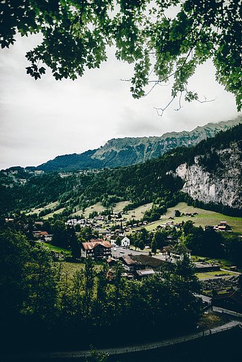 Cities, Mountains, View From Above, Village, Switzerland, Lauterbrunnen HD phone wallpaper