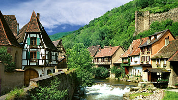 French mountain village, Nature's oasis, Scenic wonder, Tranquil haven HD wallpaper