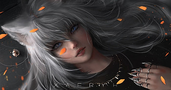 Girl, leaf, fantasy, xaeryh, art, face HD wallpaper