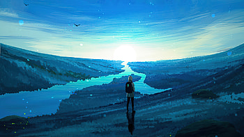 Travelling Across The River , river, artist, artwork, digital-art, artstation HD wallpaper